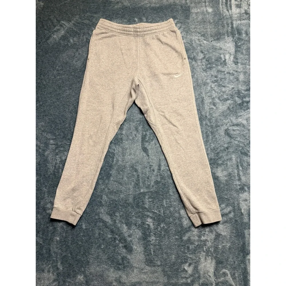 Nike Mens Jogger Sweatpants Size M Gray Fleece Cuffed Pockets